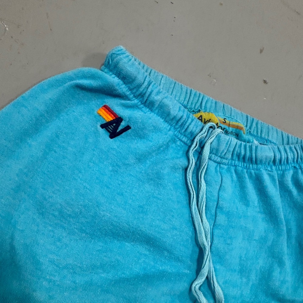 Aviator Nation Turquoise Blue Lightning Bolt Sweatpants Joggers Small
